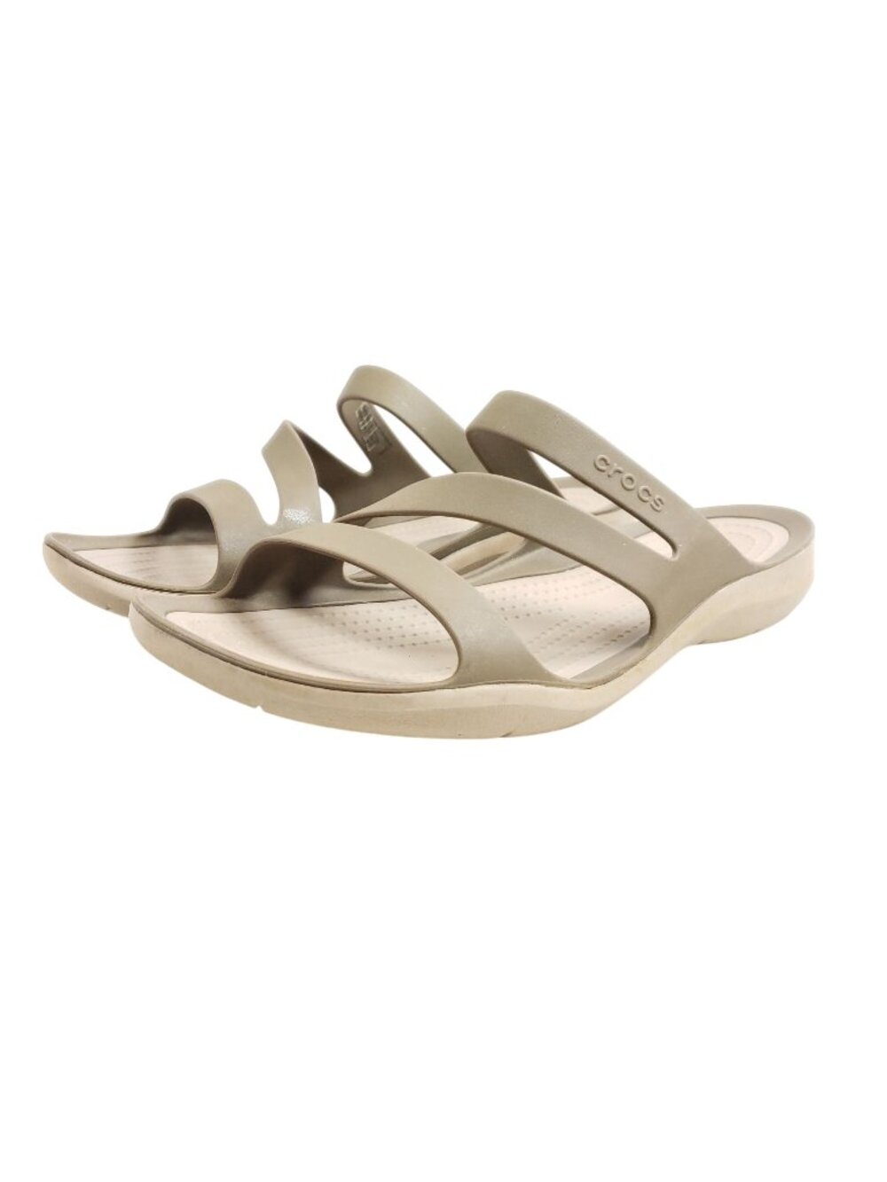 Crocs Womens Size 7 Beige Strappy Sandals Lightweight Comfort Slip-Ons
